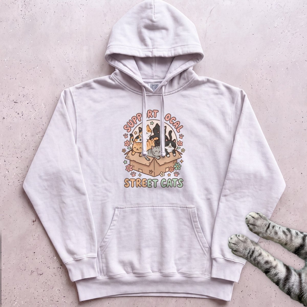 Support Local Street Cats Box Crew Hoodie Gift For Cat Lover