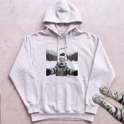Santa Photobomb Selfie Cat Hoodie Gift For Cat Lover