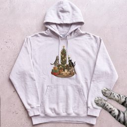 Trimming The Tree Cat Hoodie Gift For Cat Lover