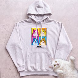 Personalized Pop Art Cat Hoodie Gift For Cat Lover