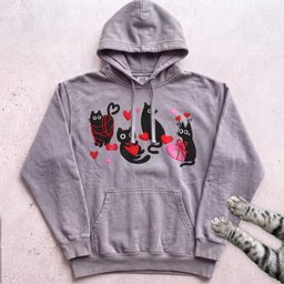 Valentine Black Cats Hoodie Gift For Cat Lover