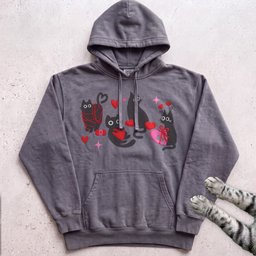 Valentine Black Cats Hoodie Gift For Cat Lover
