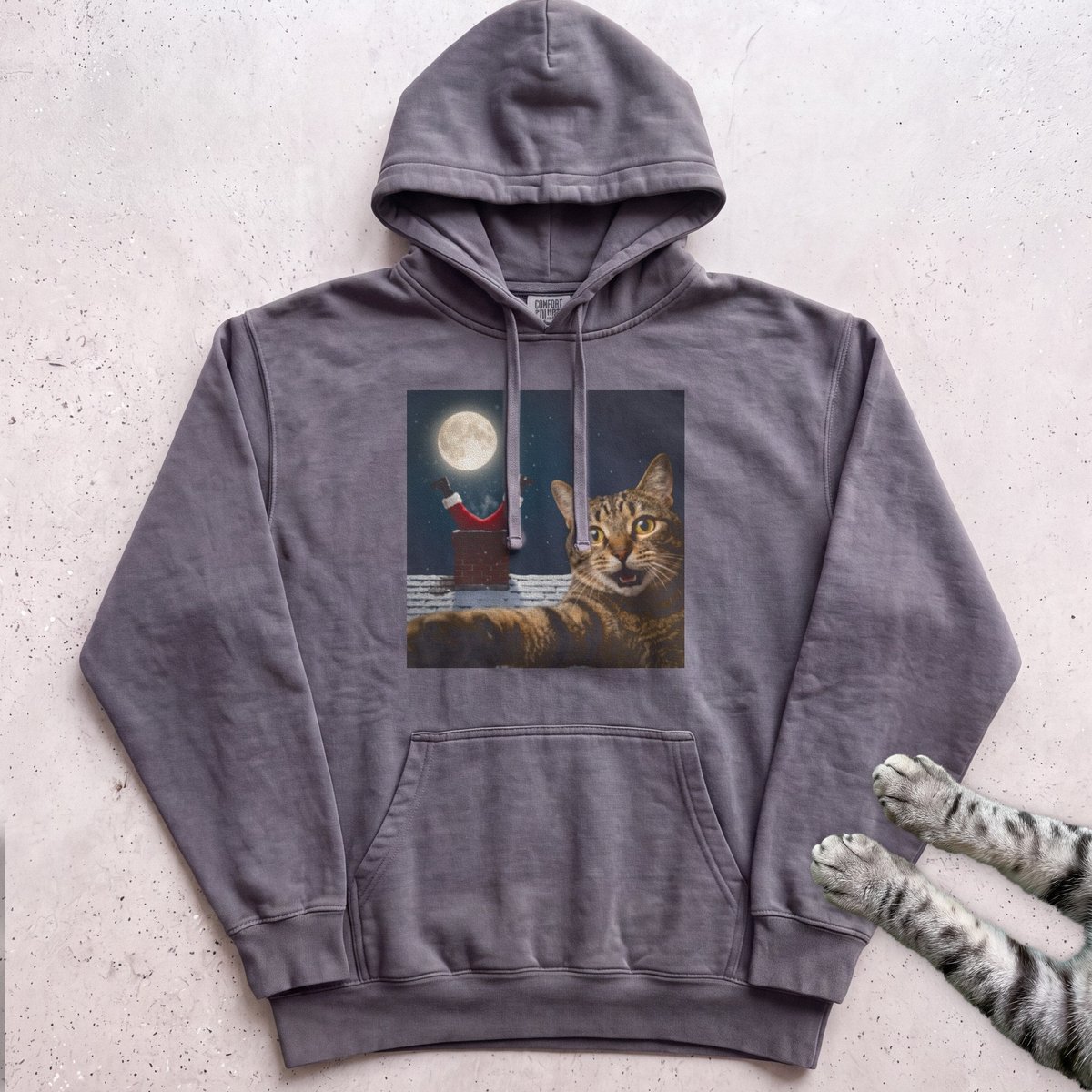 Santa Got Stuck Cat Hoodie Gift For Cat Lover
