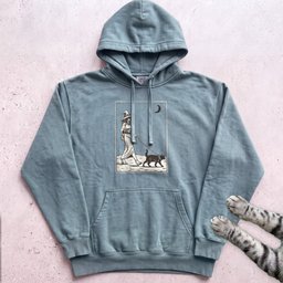 Witch Walking Black Cat Hoodie Gift For Cat Lover