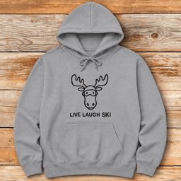 Live Laugh Ski Moose Hoodie Gift For Skier