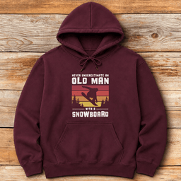 Old Man Snowboarder Hoodie Gift For Snowboarder