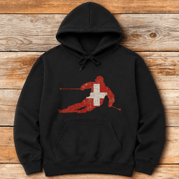 Swiss Ski Flag Hoodie Gift For Skier