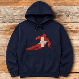 Swiss Ski Flag Hoodie Gift For Skier