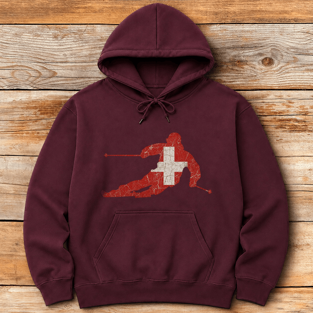 Swiss Ski Flag Hoodie Gift For Skier