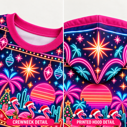 Personalized Neon Pink Christmas Flamingo Sweater & Hoodie