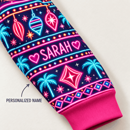 Personalized Neon Pink Christmas Flamingo Sweater & Hoodie