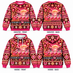 Personalized Pink Christmas Flamingo Sweater & Hoodie