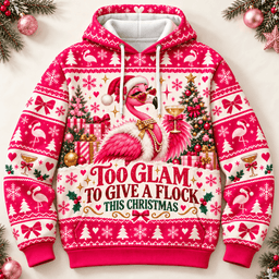 Personalized Too Glam To Give A Flock This Christmas Flamingo Hoodie Gift For Flamingo Lover
