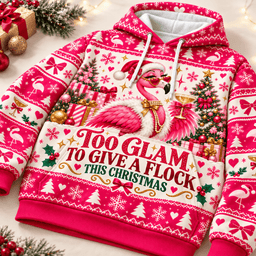 Personalized Too Glam To Give A Flock This Christmas Flamingo Hoodie Gift For Flamingo Lover
