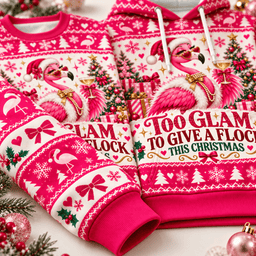 Personalized Too Glam To Give A Flock This Christmas Flamingo Hoodie Gift For Flamingo Lover