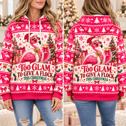 Personalized Too Glam To Give A Flock This Christmas Flamingo Hoodie Gift For Flamingo Lover