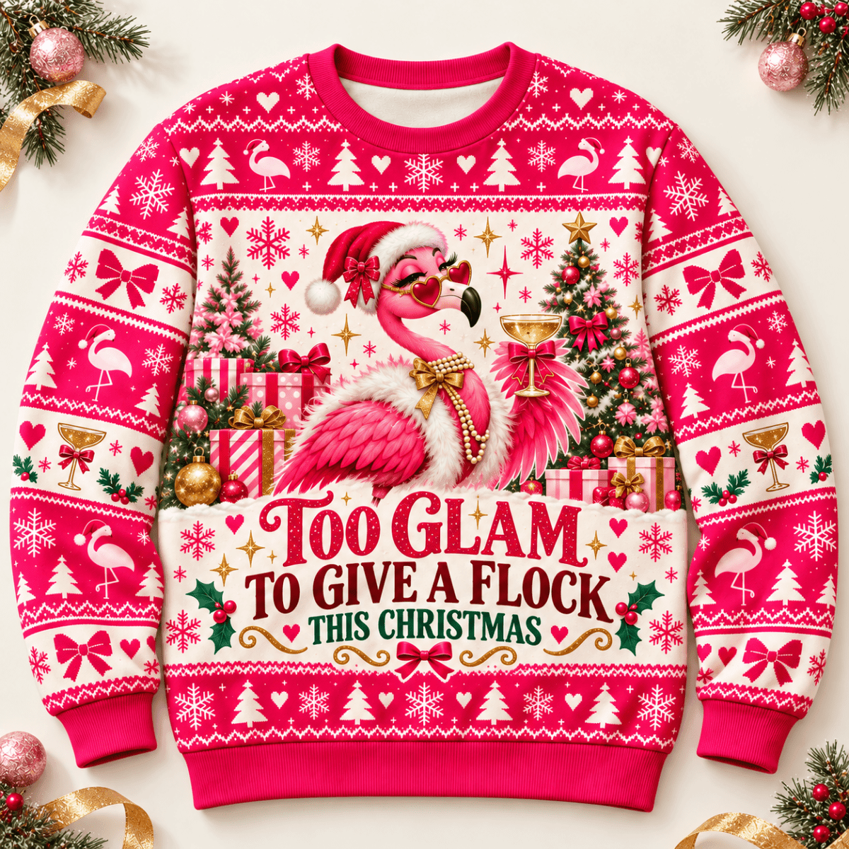 Personalized Too Glam To Give A Flock This Christmas Flamingo Hoodie Gift For Flamingo Lover