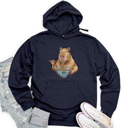 Capybara Eating Noodles Unisex Midweight Hoodie
