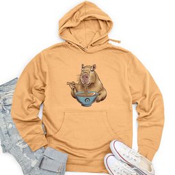 Capybara Eating Noodles Unisex Midweight Hoodie