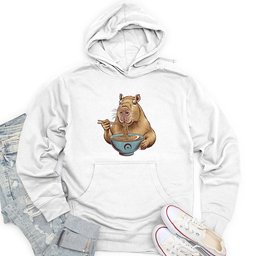 Capybara Eating Noodles Unisex Midweight Hoodie