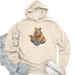 Capybara Eating Noodles Unisex Midweight Hoodie