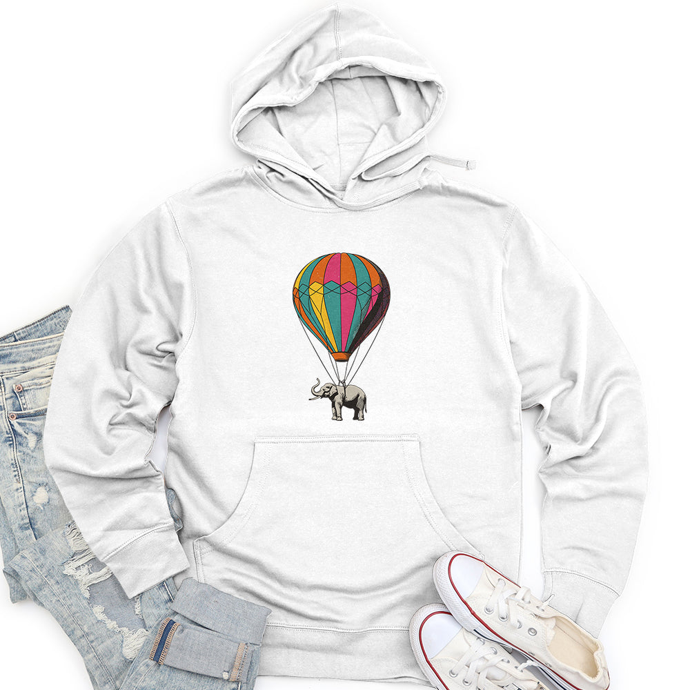 Elephant With Air Balloon Unisex Midweight Hoodie