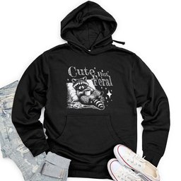 Cute But Feral Raccoon with Coffee Unisex Midweight Hoodie