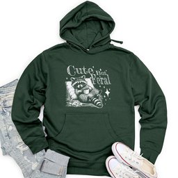 Cute But Feral Raccoon with Coffee Unisex Midweight Hoodie