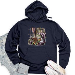 Frog Reading Book Unisex Midweight Hoodie
