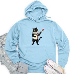 Cat Playing a Banjo Unisex Midweight Hoodie