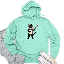 Cat Playing a Banjo Unisex Midweight Hoodie