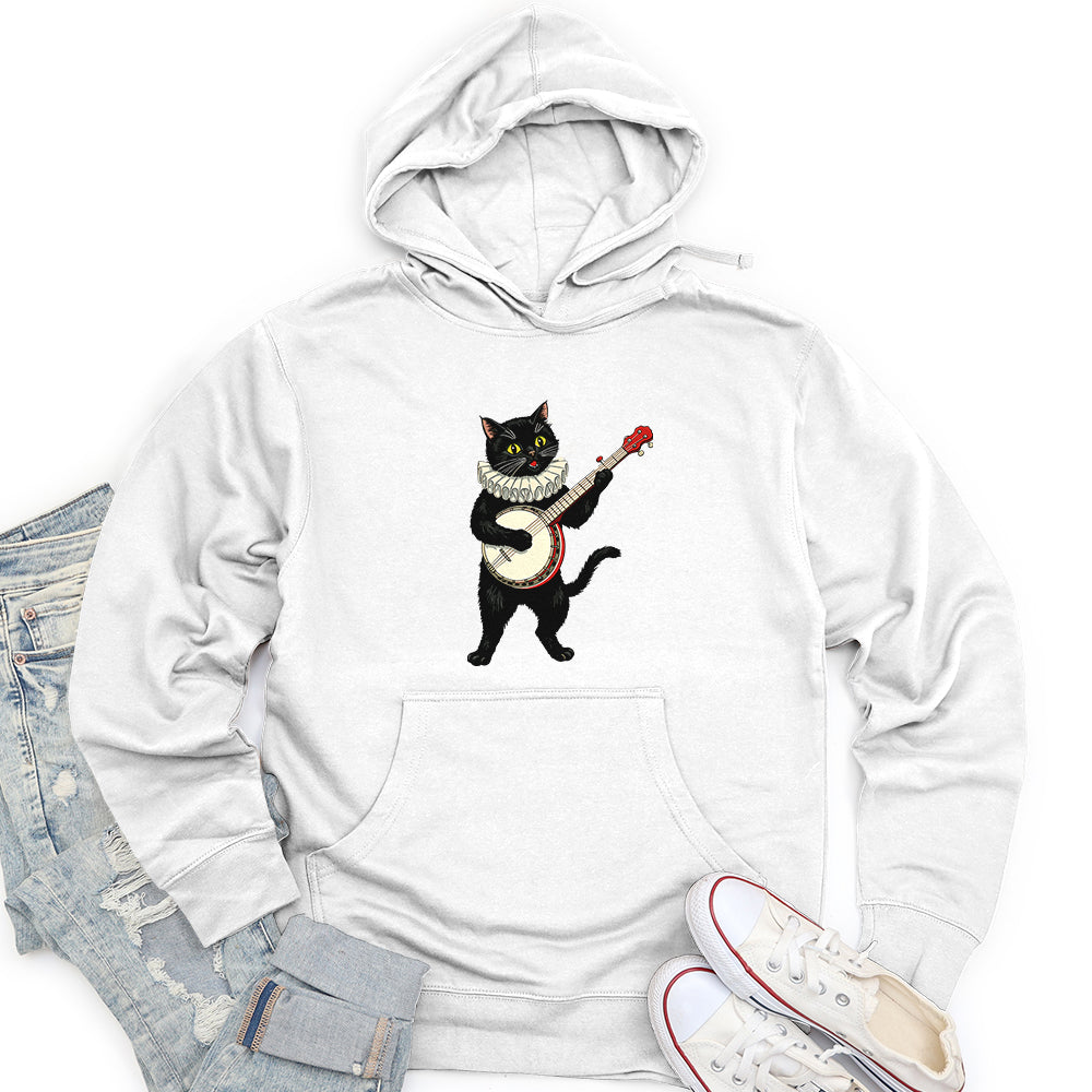 Cat Playing a Banjo Unisex Midweight Hoodie