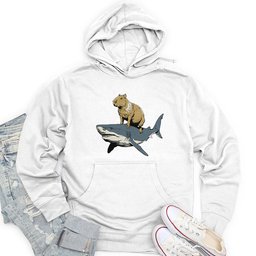 Capybara Riding Shark Unisex Midweight Hoodie