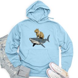 Capybara Riding Shark Unisex Midweight Hoodie