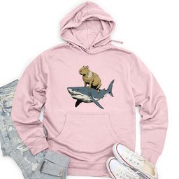Capybara Riding Shark Unisex Midweight Hoodie
