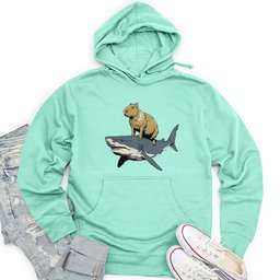 Capybara Riding Shark Unisex Midweight Hoodie