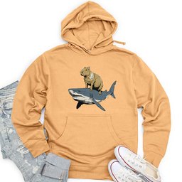 Capybara Riding Shark Unisex Midweight Hoodie