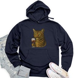 Cat With Wine Glass Unisex Midweight Hoodie