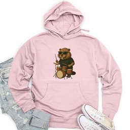 Beaver Playing Drum Unisex Midweight Hoodie