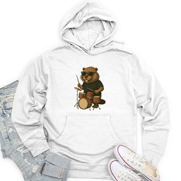 Beaver Playing Drum Unisex Midweight Hoodie