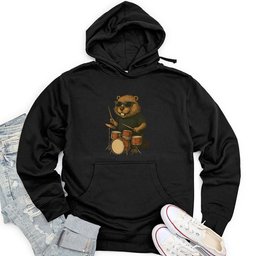 Beaver Playing Drum Unisex Midweight Hoodie
