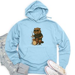 Beaver Playing Drum Unisex Midweight Hoodie