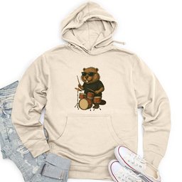 Beaver Playing Drum Unisex Midweight Hoodie