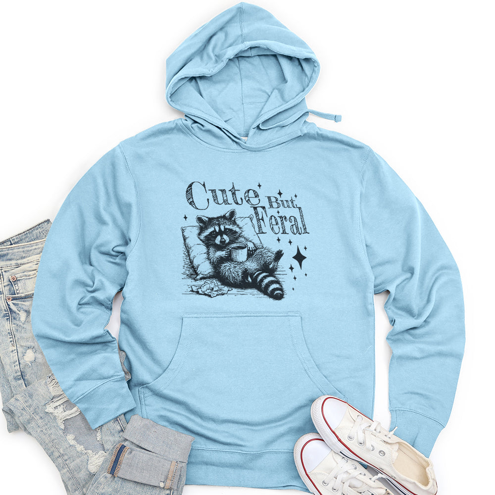 Cute But Feral Raccoon Unisex Midweight Hoodie