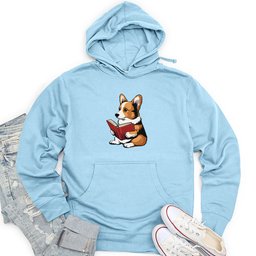 Corgi Reading Book Unisex Midweight Hoodie
