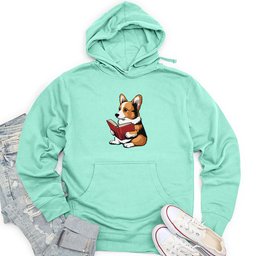 Corgi Reading Book Unisex Midweight Hoodie