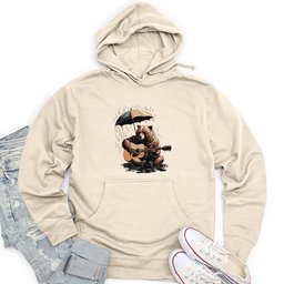 Bear in Rain Unisex Midweight Hoodie
