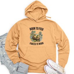 Born to Fish, Forced to Work Unisex Midweight Hoodie