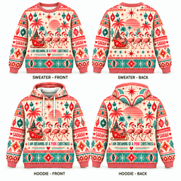 Personalized Pink Christmas Flamingo Sweater & Hoodie