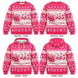 Personalized Dreaming of a Pink Christmas Flamingo Sweater & Hoodie